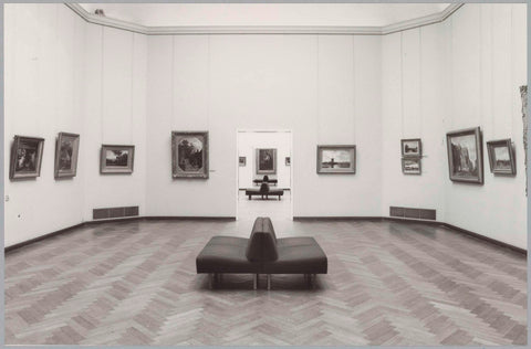 Room with paintings including to the right of the passage a landscape with a mill, 1990 Canvas Print