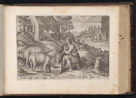 The prodigal son as a swineherd, Hans Collaert (I), 1646 Canvas Print