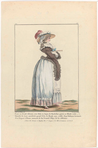 Gallerie des Modes et Costumes Francais, 1784, vv 257 : Dame en rêveuse solitaire.., Pierre Adrien Le Beau, 1784 Canvas Print