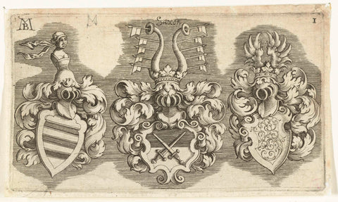 Three coats of arms, Michiel le Blon, c. 1611 - c. 1625 Canvas Print