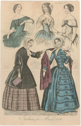 The World of Fashion, 1850: Fashions for March 1850, anonymous, 1850 Canvas Print