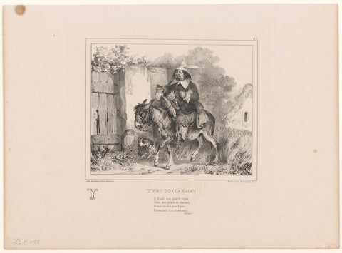 King of Yvetot on a donkey, Nicolas Toussaint Charlet, 1835 Canvas Print