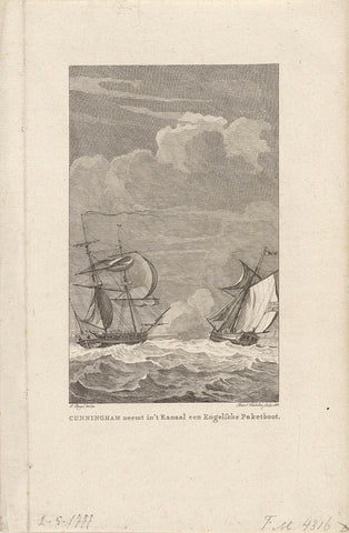 American privateer Cunningham takes an English ship, 1777, Reinier Vinkeles (I), 1786 Canvas Print