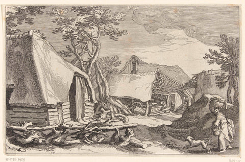 Farm with yard and dilapidated barn, Boëtius Adamsz. Bolswert, 1614 Canvas Print