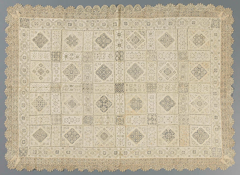 Bedspread of linen with embroidery and reticella, anonymous, c. 1550 Canvas Print