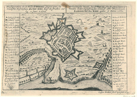 Map of Wesel, conquered by the French in 1672, Gaspar Bouttats, 1672 Canvas Print