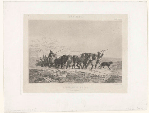 Cart pulled by four-in-hand oxen in the Haut-Dauphiné, Félix Bracquemond, 1857 Canvas Print