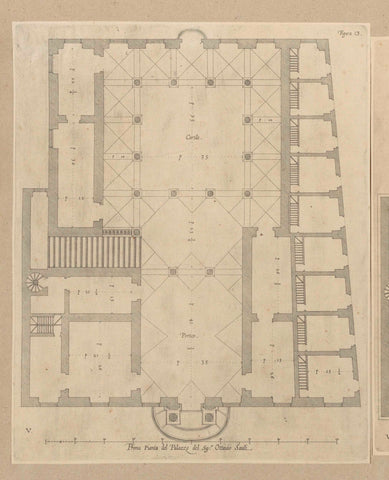 Floor plan of the first floor of the Palazzo del Melograno in Genoa, Nicolaes Ryckmans, 1622 Canvas Print