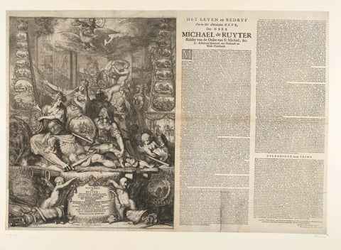 Allegory on the Death of Michiel de Ruyter, 1676, Romeyn de Hooghe, 1676 - 1677 Canvas Print