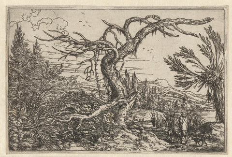 Landscape with the Dry Tree, Jonas Umbach, 1634 - 1693 Canvas Print