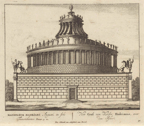 Mausoleum of Emperor Hadrian, Pieter Schenk (I), 1675 - 1711 Canvas Print