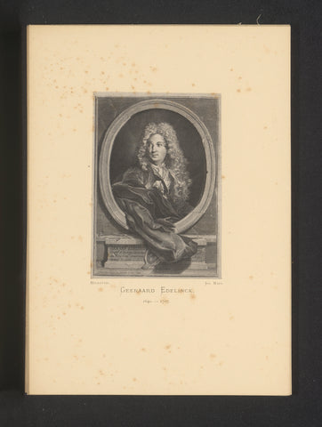 Reproduction of an engraving of a portrait of Gerard Edelinck by Nicolas Etienne Edelinck, Joseph Maes, c. 1872 - in or before 1877 Canvas Print