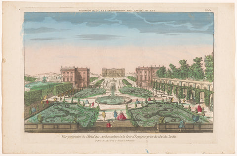 View of the garden and the Hotel des Ambassadeurs in Spain, Basset, 1700 - 1799 Canvas Print