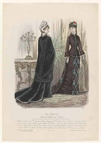 La Saison, Journal illustré des Dames, 1877, 10e année, No. 24, Pl. 469 : Toilettes et confection (...), anonymous, 1877 Canvas Print