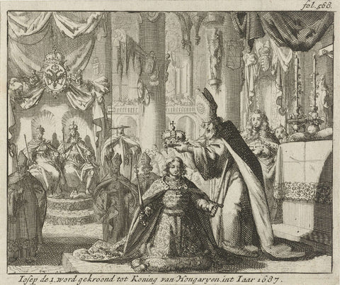 Coronation of Joseph I as King of Hungary, 1687, Jan Luyken, 1689 Canvas Print