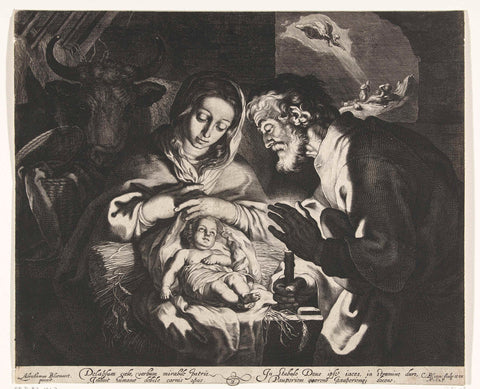 The birth of Christ, Cornelis Bloemaert (II), 1625 Canvas Print