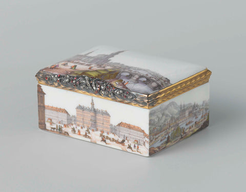 Snuffbox with scenes of Saxon castles and a view of Dresden, Meissener Porzellan Manufaktur, c. 1750 Canvas Print