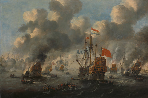 The Dutch Raid on the Medway, 1667, anonymous, c. 1670 Canvas Print