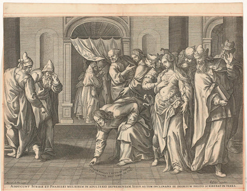 Christ and the Woman taken in adultery, anonymous, 1630 - 1702 Canvas Print