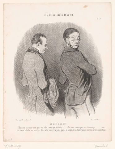 Man past een colbert bij de kleermaker, Honoré Daumier, 1845 Canvas Print