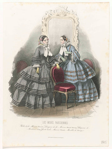 Les Modes Parisiennes, 1855, No. 655 : Robes de la Maison (...), Montaut d'Oleron. Gabriel Xavier, 1855 Canvas Print