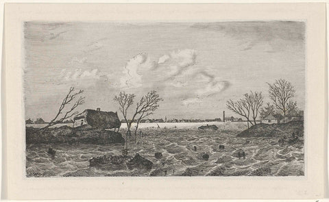 Dike breach at Dreumel, 1855, Willem Gruyter jr., 1832 - 1880 Canvas Print