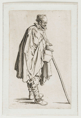 Beggar with a jug and a stick, Jacques Callot, 1622 - 1623 Canvas Print