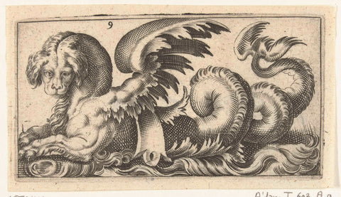 Winged seal with a kind of saddle on its back, Adam Fuchs, c. 1526 - 1606 Canvas Print