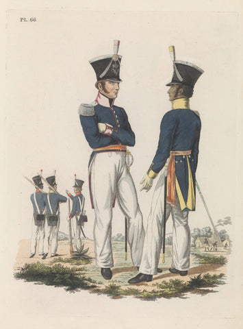 Surinamese Schutterij (from Paramaribo) ; Officers, Sub-Officer and Riflemen, Dirk Sluyter, 1826 Canvas Print