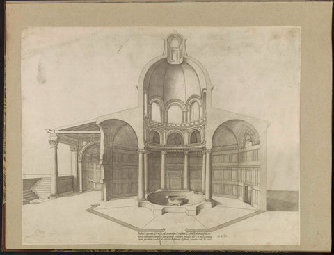 Cross-section of the Baptistery of lateran in Rome, Nicolas Beatrizet (attributed to), 1517 - 1565 Canvas Print