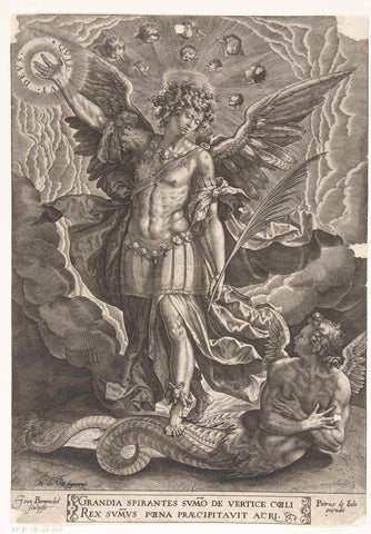 Saint Michael drives out rebellious angel from heaven, Joan Berwinckel, 1590 - 1610 Canvas Print