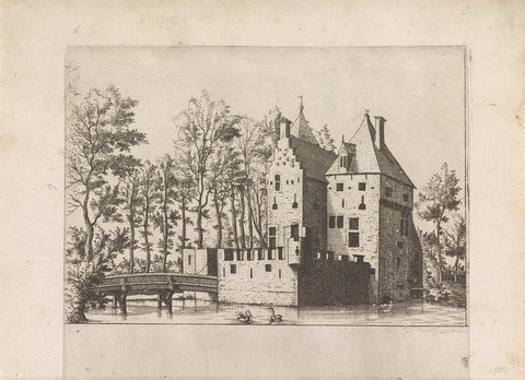 Castle with drawbridge, Johannes or Lucas van Doetechum, 1559 - 1561 Canvas Print