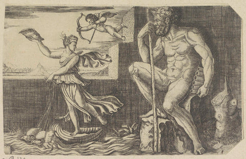 Galatea escapes Polyphemus, anonymous, 1498 - 1532 Canvas Print