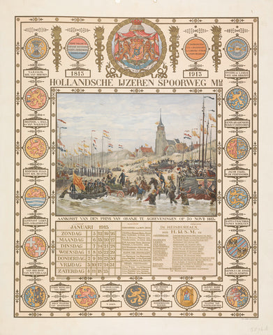 Kalender bij eeuwfeest aankomst van de prins van Oranje te Scheveningen, 1813-1913, Tiete van der Laars, 1912 - 1913 Canvas Print