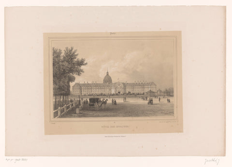 View of the Hôtel des Invalides in Paris, Louis-Julien Jacottet, 1838 Canvas Print