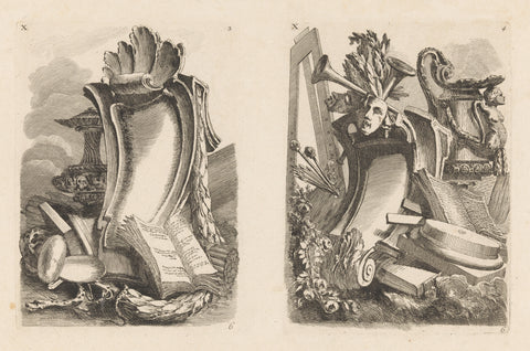 Cartouches met boeken, Louis Germain (possibly), 1771 Canvas Print