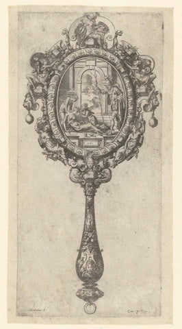 Mirror: oval with a representation of the death of Julia, Etienne Delaune, 1561 Canvas Print