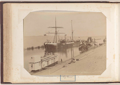 Ship, houseboat and dredger in the Suez Canal, C. & G. Zangaki, c. 1870 - c. 1890 Canvas Print