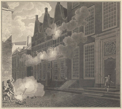 Shelling of the house of Lucas van Steveninck, 1787, Jan Arends, 1787 Canvas Print