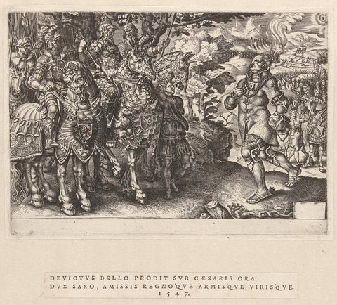 Surrender of the Duke of Saxony on the Battlefield of Mühlberg, 1547, Dirck Volckertsz. Coornhert, 1556 Canvas Print