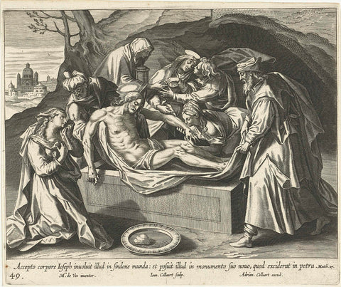 Burial of Christ, Jan Collaert (II), 1598 - 1618 Canvas Print