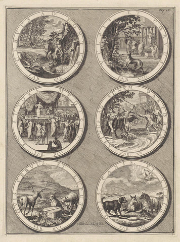 Six medallions with fables, Jan van Vianen, 1701 Canvas Print