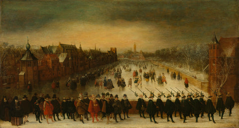 The Vijverberg, The Hague, in Winter, with Prince Maurits and his Retinue in the Foreground, Adam van Breen, 1618 Canvas Print