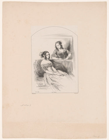 Two women in evening wear, Paul Gavarni, 1842 Canvas Print