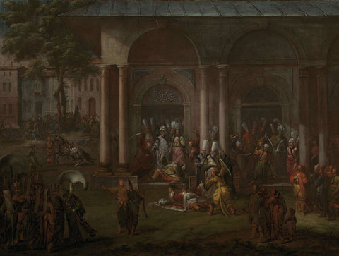 The Murder of Patrona Halil and his Fellow Rebels, Jean Baptiste Vanmour, c. 1730 - c. 1737 Canvas Print