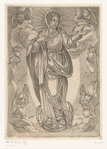 Mary on the crescent moon, Antonio Tempesta, 1565 - 1630 Canvas Print