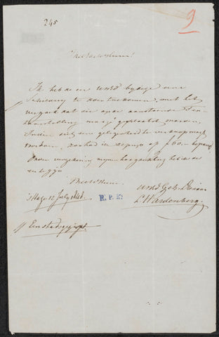 Letter to the anonymous, Lambertus Hardenberg (1822-1900), 1848 Canvas Print