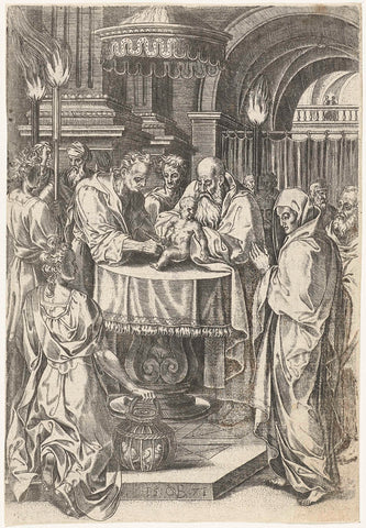 Circumcision of Christ, Abraham de Bruyn, 1571 Canvas Print