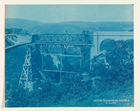 Construction of viaur viaduct in France by Societé de Construction des Battignolles, 17 June 1902, anonymous, 1902 Canvas Print