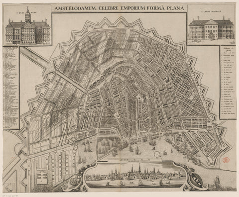 Map of Amsterdam with design for the Vierde Uitleg, anonymous, anonymous, 1662 Canvas Print